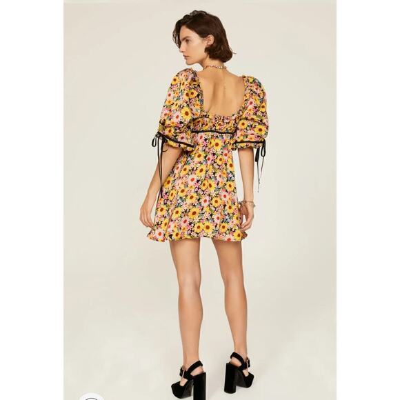 B22 For Love & Lemons Sylvia Mini Dress Womens XS Swiftie Boho Chic Coquette - Picture 2 of 8